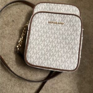 Michael Kors Cream and Brown Crossbody Bag